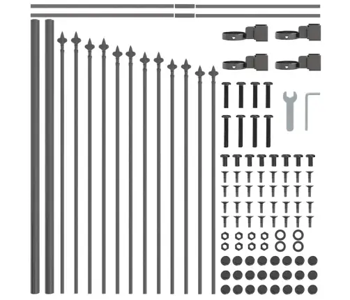 Dārza Žogs Ar Arku, Pelēks, 8.5X0.75 M, Tērauds Vidaxl