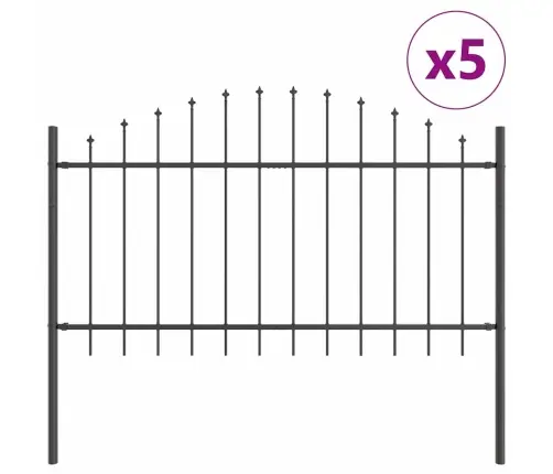 Dārza Žogs Ar Loku Augšpusi Pelēkā Krāsā, 8.5X1 M, Tērauds Vidaxl