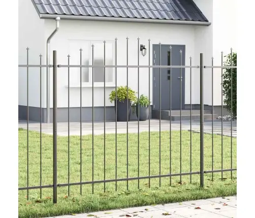 Dārza Žogs Ar Izliektu Augšdaļu, Pelēks, 11,9X1,25 M, Tērauds Vidaxl