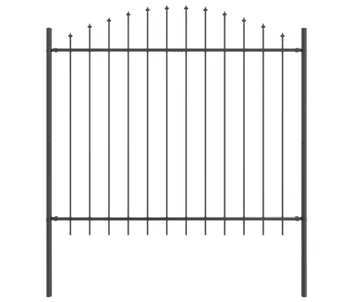 Dārza Žogs Ar Uzgali Pelēks 11.9 X 1.5 M Tērauds Vidaxl