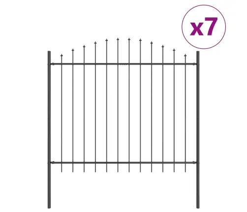 Dārza Žogs Ar Uzgali Pelēks 11.9 X 1.5 M Tērauds Vidaxl
