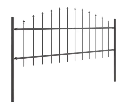 Dārza Žogs Ar Augšējo Galu - Pelēks, 13.6 X 0.75 M, Tērauds Vidaxl