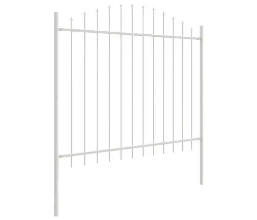 Baltais Dārza Žogs Ar Apaļu Augšdaļu, 3.4M X 1.25M – Izgatavots No Tērauda Vidaxl