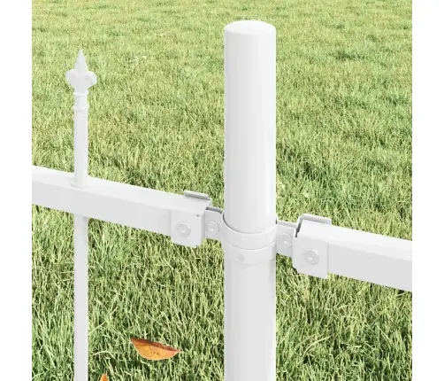 Dārza Žogs Ar Uzgaļiem, Balts, 5.1X0.75 M, Tērauds Vidaxl Dārza Žogs Ar Uzgaļiem, Balts, 5.1X0.75 M, Tērauds Vidaxl