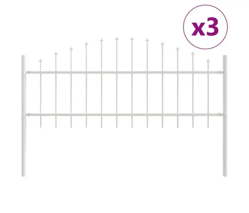 Dārza Žogs Ar Uzgaļiem, Balts, 5.1X0.75 M, Tērauds Vidaxl Dārza Žogs Ar Uzgaļiem, Balts, 5.1X0.75 M, Tērauds Vidaxl