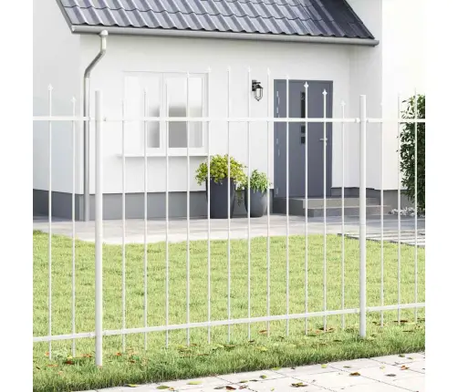 Dārza Žogs Ar Loku Augšpusi, Balts, 5,1X1,5 M, Tērauds Vidaxl