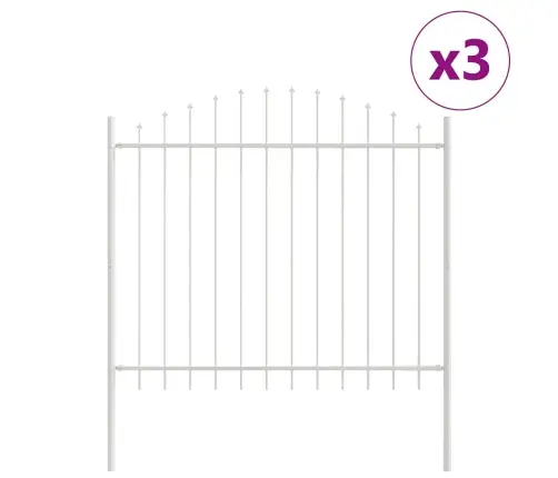 Dārza Žogs Ar Loku Augšpusi, Balts, 5,1X1,5 M, Tērauds Vidaxl