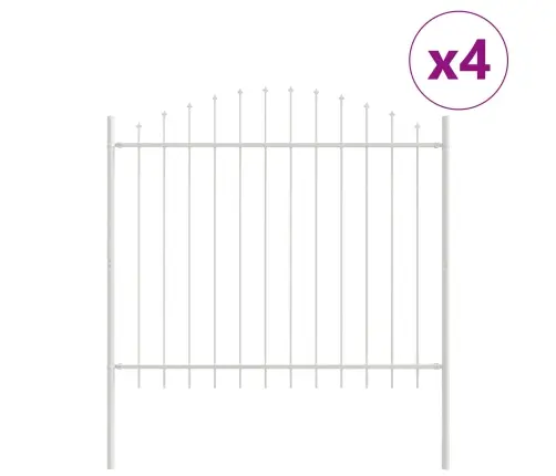 Dārza Žogs Ar Loku Augšējo Daļu, Balts, 6.8 X 1.25 M, Tērauds Vidaxl