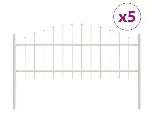 Dārza Žogs Ar Loku Virsotni Baltā Krāsā, 8,5X0,75 M, Tērauds Vidaxl