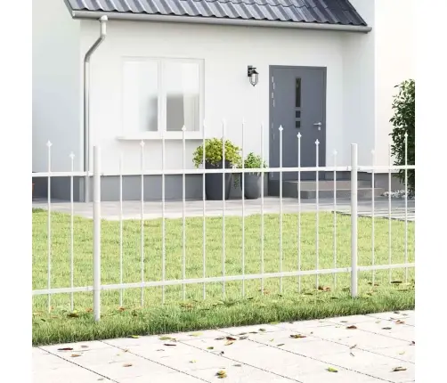 Dārza Žogs Ar Gredzenu Augšējo, Balts, 8,5X1 M, Tērauds Vidaxl