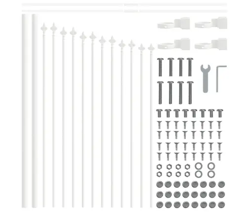 Dārza Žogs Ar Pusapaļu Augšdaļu, Balts, 10.2X0.75 M, Tērauds Vidaxl