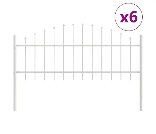 Dārza Žogs Ar Pusapaļu Augšdaļu, Balts, 10.2X0.75 M, Tērauds Vidaxl