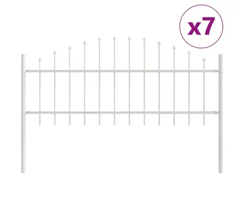 Balts Dārza Žogs Ar Cilpām Augšā - 11.9 X 0.75 M, Tērauds Vidaxl