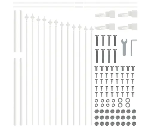 Dārza Žogs Ar Cauruļveida Augšu - Balts, 11.9 X 1 M, Tērauds Vidaxl