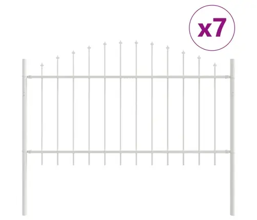 Dārza Žogs Ar Cauruļveida Augšu - Balts, 11.9 X 1 M, Tērauds Vidaxl