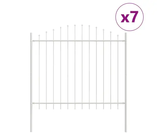 Baltais Dārza Žogs Ar Izliektu Augšdaļu - 11.9 X 1.25 M Tērauds Vidaxl