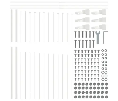 Dārza Žogs Ar Cilpu Augšā - Balts, 11.9 X 1.75 M, Izgatavots No Tērauda. Vidaxl