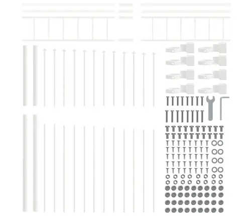 Dārza Žogs Ar Izliekto Augšdaļu, Balts, 11,9 X 2 M, Tērauds Vidaxl