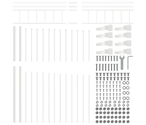 Dārza Žogs Ar Izliekto Augšdaļu, Balts, 11,9 X 2 M, Tērauds Vidaxl