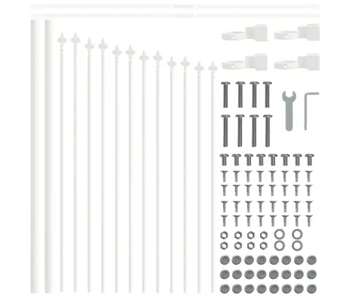 Dārza Žogs Ar Uzsistā Galotne - Balts, 13.6 X 0.75 M, Tērauds Vidaxl