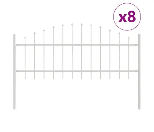 Dārza Žogs Ar Uzsistā Galotne - Balts, 13.6 X 0.75 M, Tērauds Vidaxl