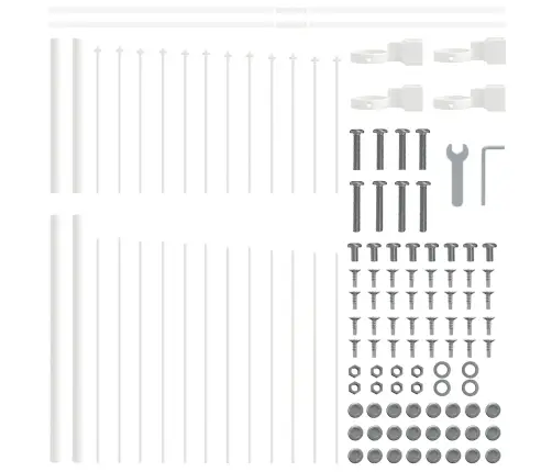 Dārza Žogs Ar Loku Augšdaļu, Balts, 13.6X1.25 M, Tērauds Vidaxl