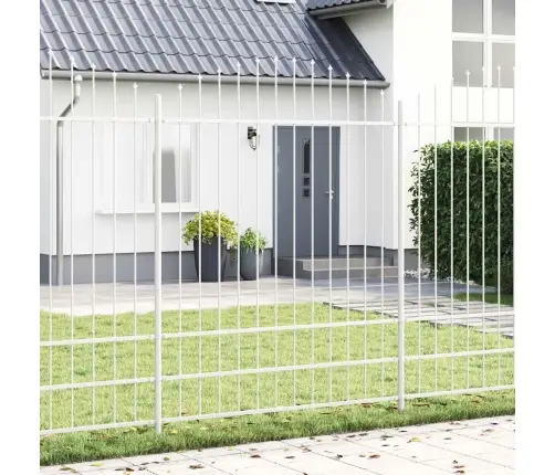 Dārza Žogs Ar Izliekto Augšu - Balts, 13.6X2 M, Izgatavots No Tērauda Vidaxl