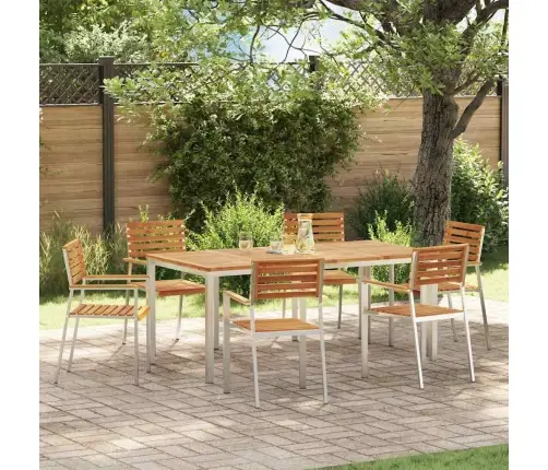 Sodo Valgomojo Komplektas 7 Pcs Ruda Kietos Akacijos Mediena