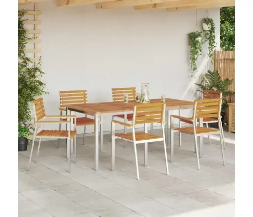 Sodo Valgomojo Komplektas 7 Pcs Ruda Kietos Akacijos Mediena