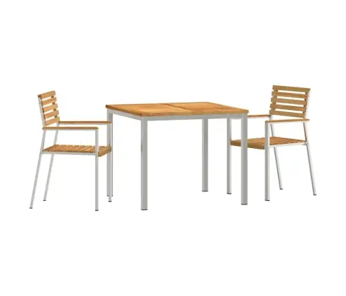 Sodo Valgomojo Komplektas 3 Pcs Ruda Kieto Teka Medžio