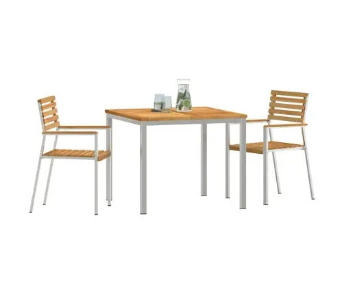 Sodo Valgomojo Komplektas 3 Pcs Ruda Kieto Teka Medžio