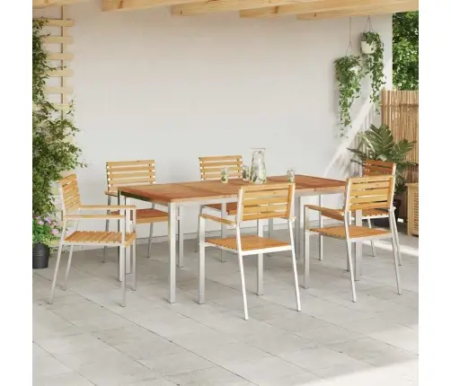 Aia Söögilaudade Komplekt 7 Pcs Pruun Tugev Teakpuit