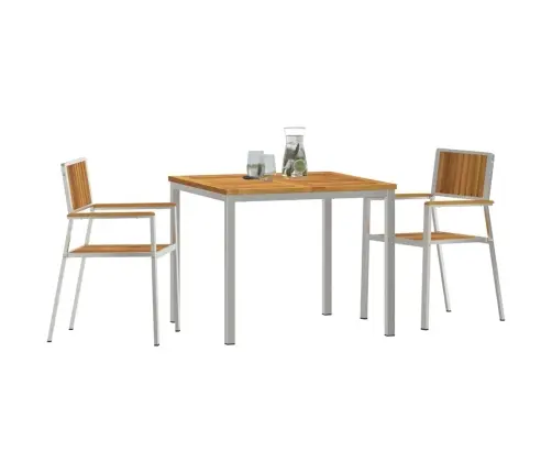 3 Daļu Dārza Ēdamgalds Masīvkoks Akācija Vidaxl