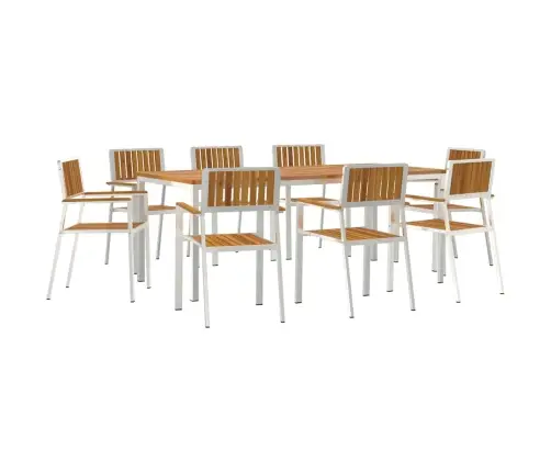 Sodo Valgomojo Komplektas 9 Pcs Ruda Akacijos Medienos Masyvas