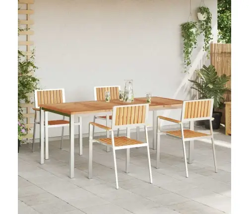 5 Daļu Dārza Ēdamgalds No Masīva Tīkkoka Vidaxl