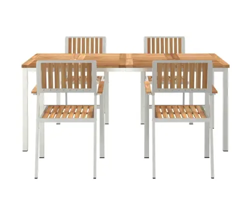 5 Daļu Dārza Ēdamgalds No Masīva Tīkkoka Vidaxl