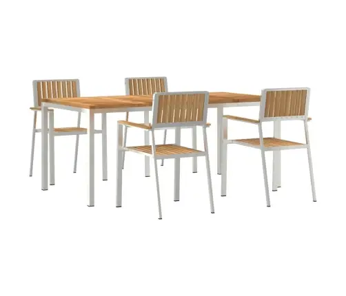 5 Daļu Dārza Ēdamgalds No Masīva Tīkkoka Vidaxl