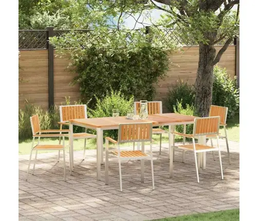 7 Daļu Dārza Galds Cietā Koka Tīkkoks Vidaxl