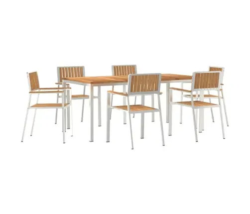 7 Daļu Dārza Galds Cietā Koka Tīkkoks Vidaxl