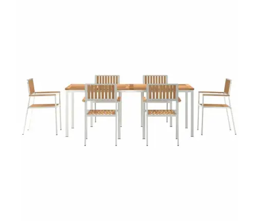 Aia Söögilaudade Komplekt 7 Pcs Pruun Tugev Tiikpuu