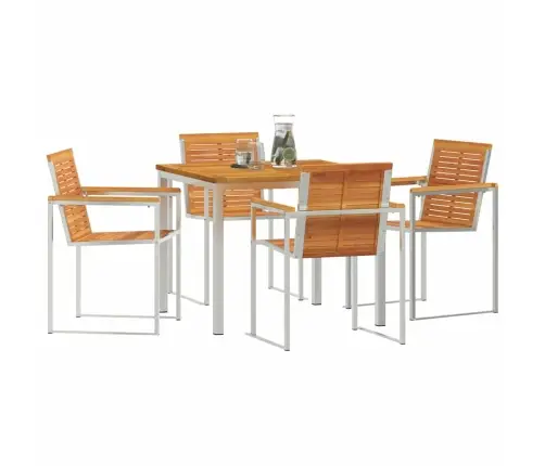 5 Gab. Dārza Ēdamgaldu Komplekts No Akāciju Koka Un Nerūsējošā Tērauda Vidaxl
