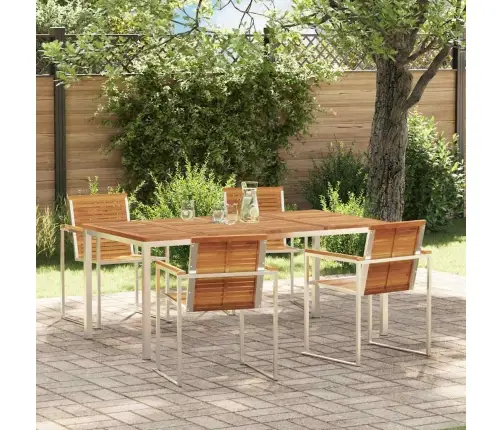 5 Daļu Dārza Galdiņš No Akācijas Koka Un Nerūsējošā Tērauda Vidaxl