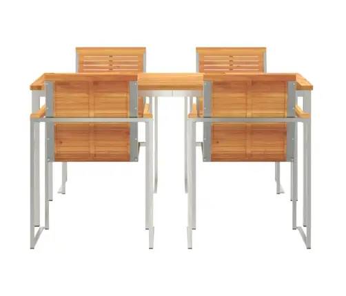 5 Daļu Dārza Galdiņš No Akācijas Koka Un Nerūsējošā Tērauda Vidaxl