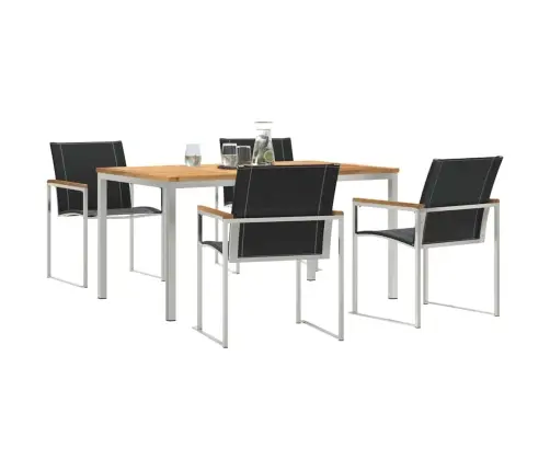 5 Daļīgs Dārza Galda Komplekts No Cietas Akācijas Koka Un Nerūsējošā Tērauda Vidaxl