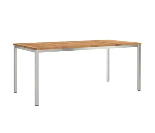 5 Daļu Dārza Ēdamgalds Komplekts No Akāciju Koka Un Nerūsējošā Tērauda Vidaxl