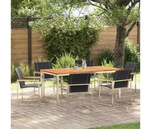 Sodo Valgomojo Komplektas 7 Pcs Ruda Kietos Akacijos Mediena