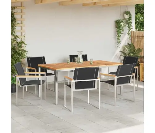 Sodo Valgomojo Komplektas 7 Pcs Ruda Kietos Akacijos Mediena