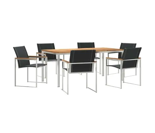 Sodo Valgomojo Komplektas 7 Pcs Ruda Kietos Akacijos Mediena