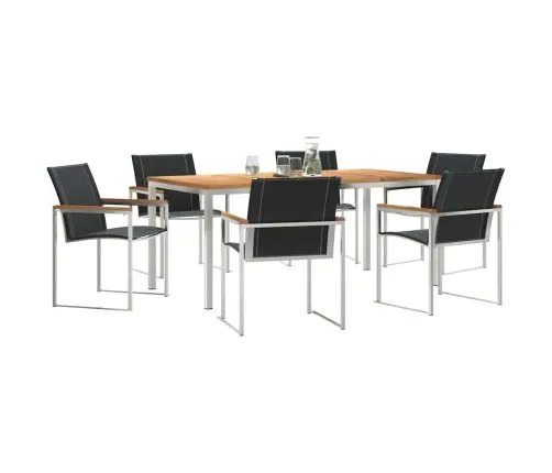 Sodo Valgomojo Komplektas 7 Pcs Ruda Kietos Akacijos Mediena