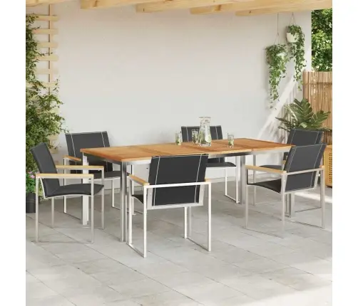 Aia Söögilaudade Komplekt 7 Pcs Pruun Tugev Akatsiapuu